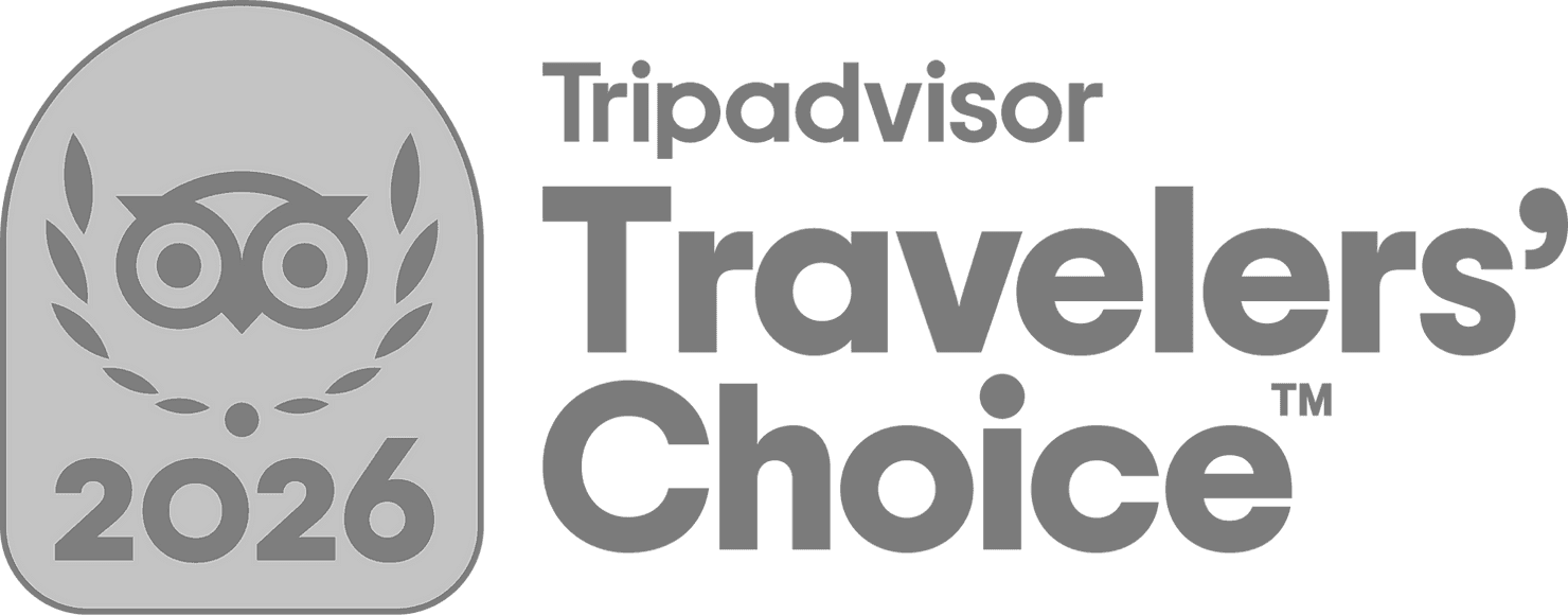 Tripadvisor Travelers' Choice 2026 badge, owl and year beside the wordmark