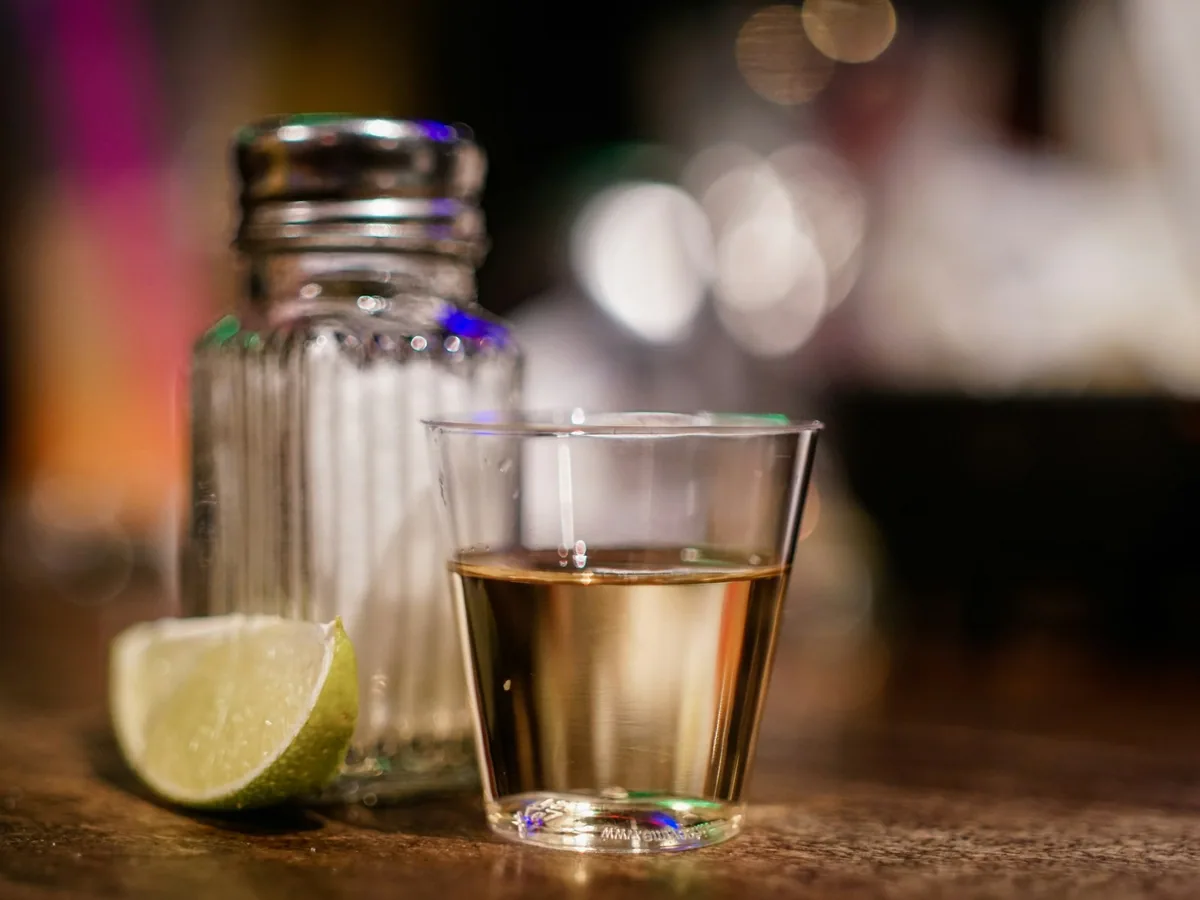 Tequila shots on a bar