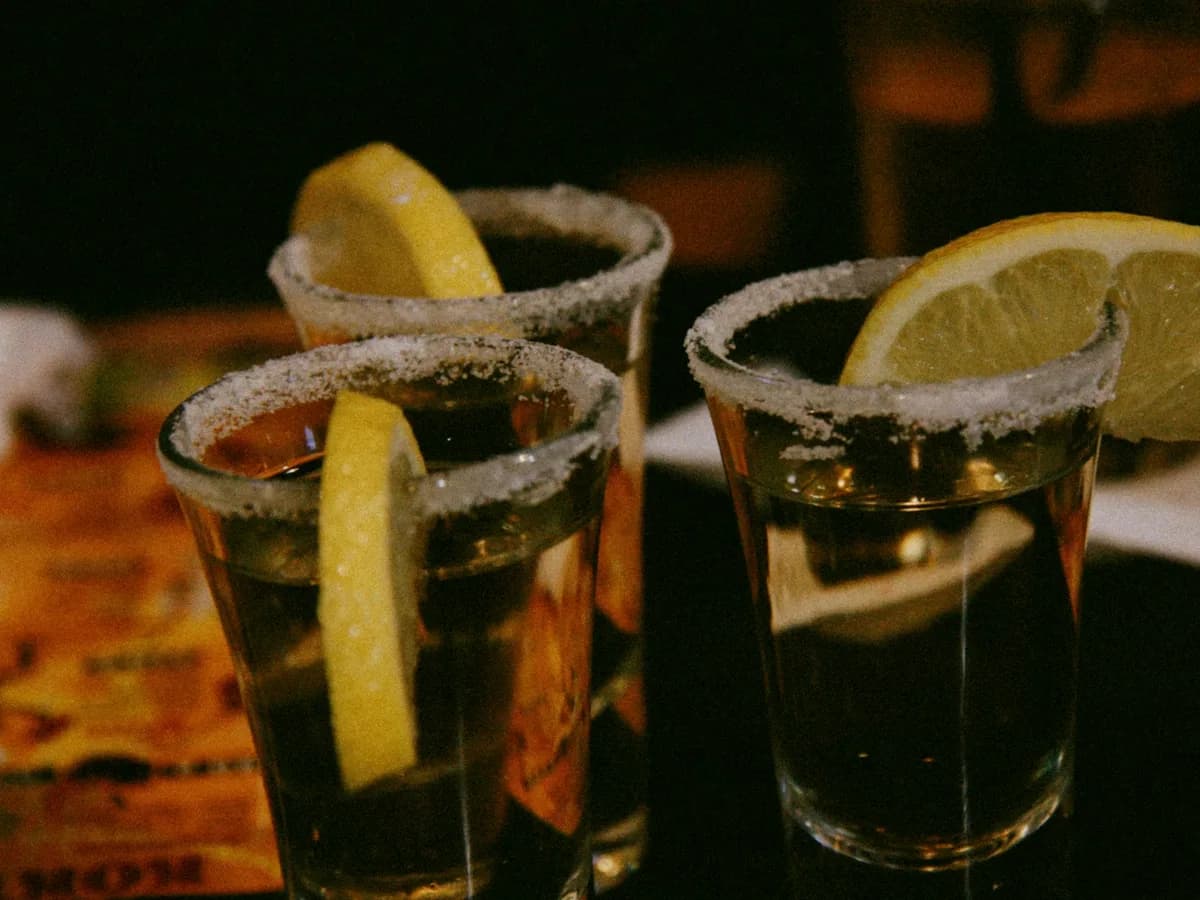 Tequila shots with lime and salt