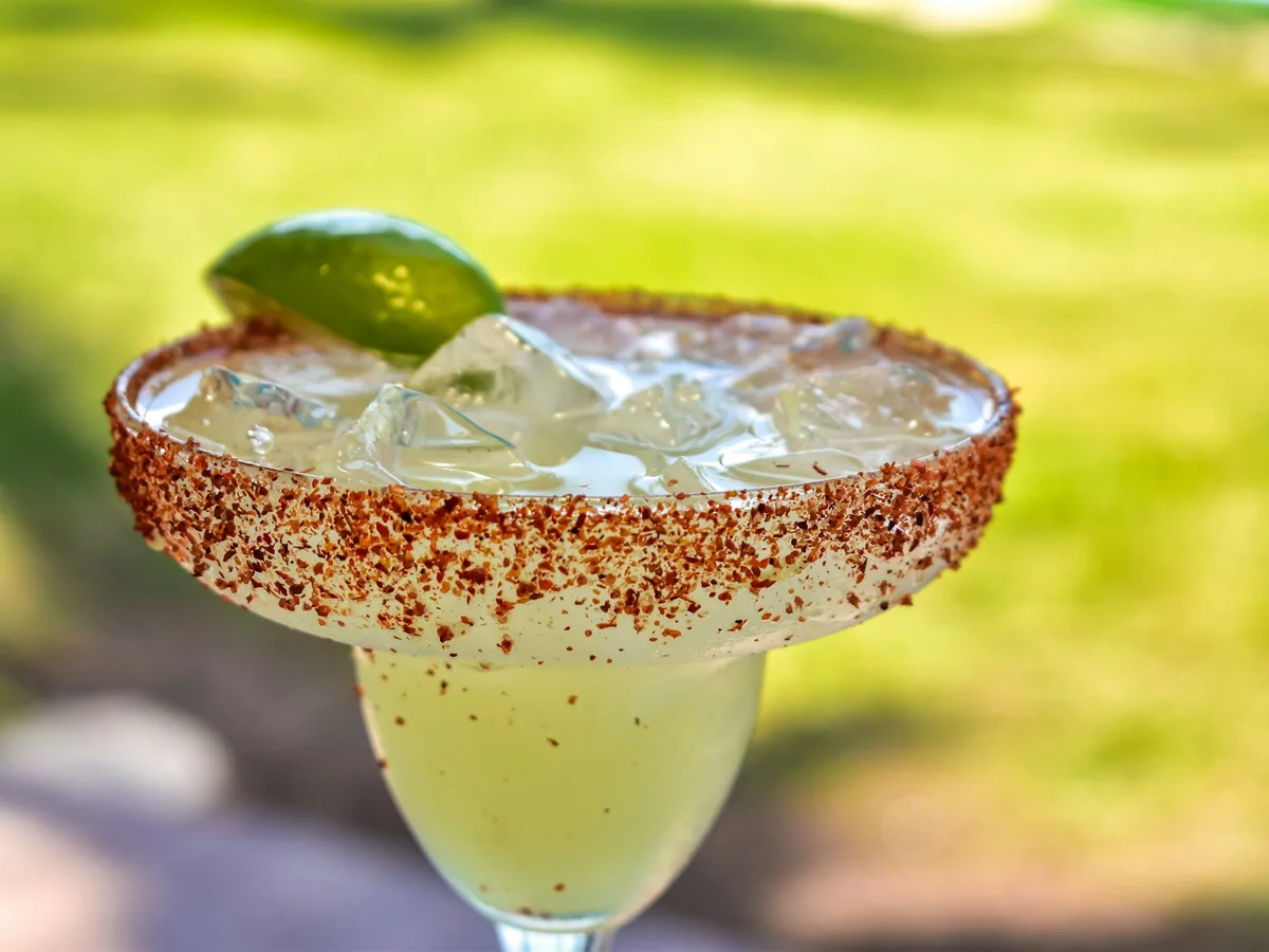 A margarita with a chilli rim and lime