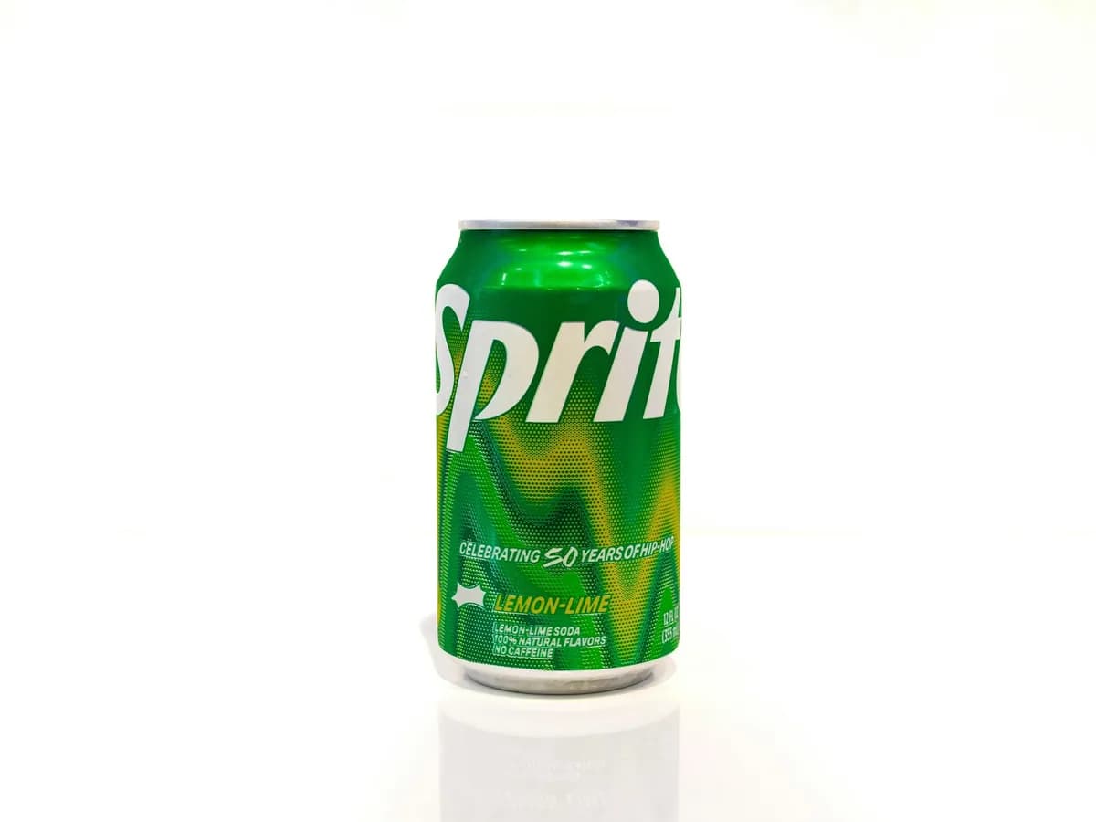 A can of Sprite against a white ground