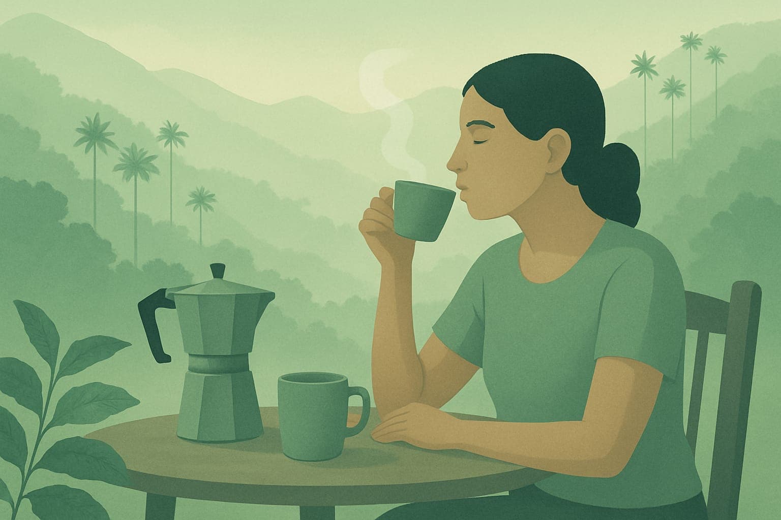 AI-generated illustration: How to Drink Coffee in Quindío, Without Ceremony