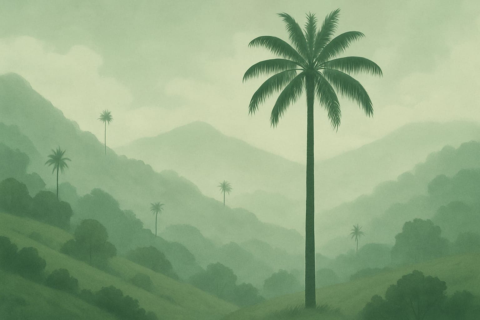 Ilustración generada con IA: La palma de cera: un árbol fuera de escala